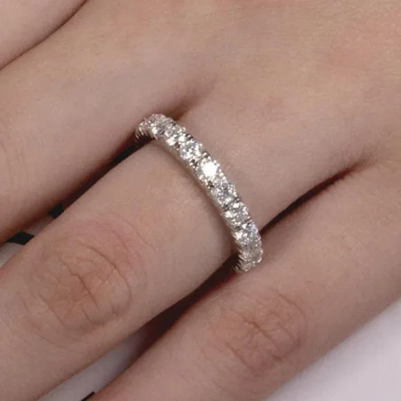 #Certified 2~3 ct. t.w. 3mm Moissanite Diamond Full Eternity Band Ring NEW